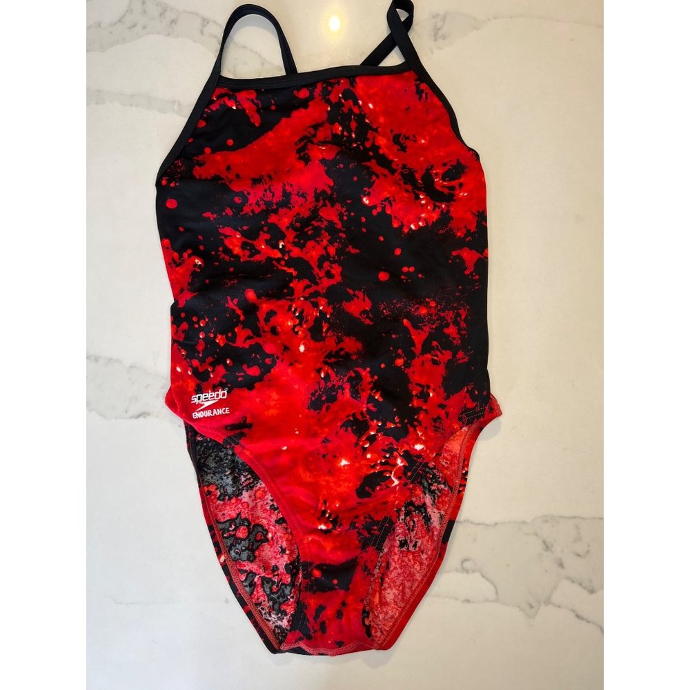 Speedo Endurance Red Black one piece Swimsuit Women’s 6/32